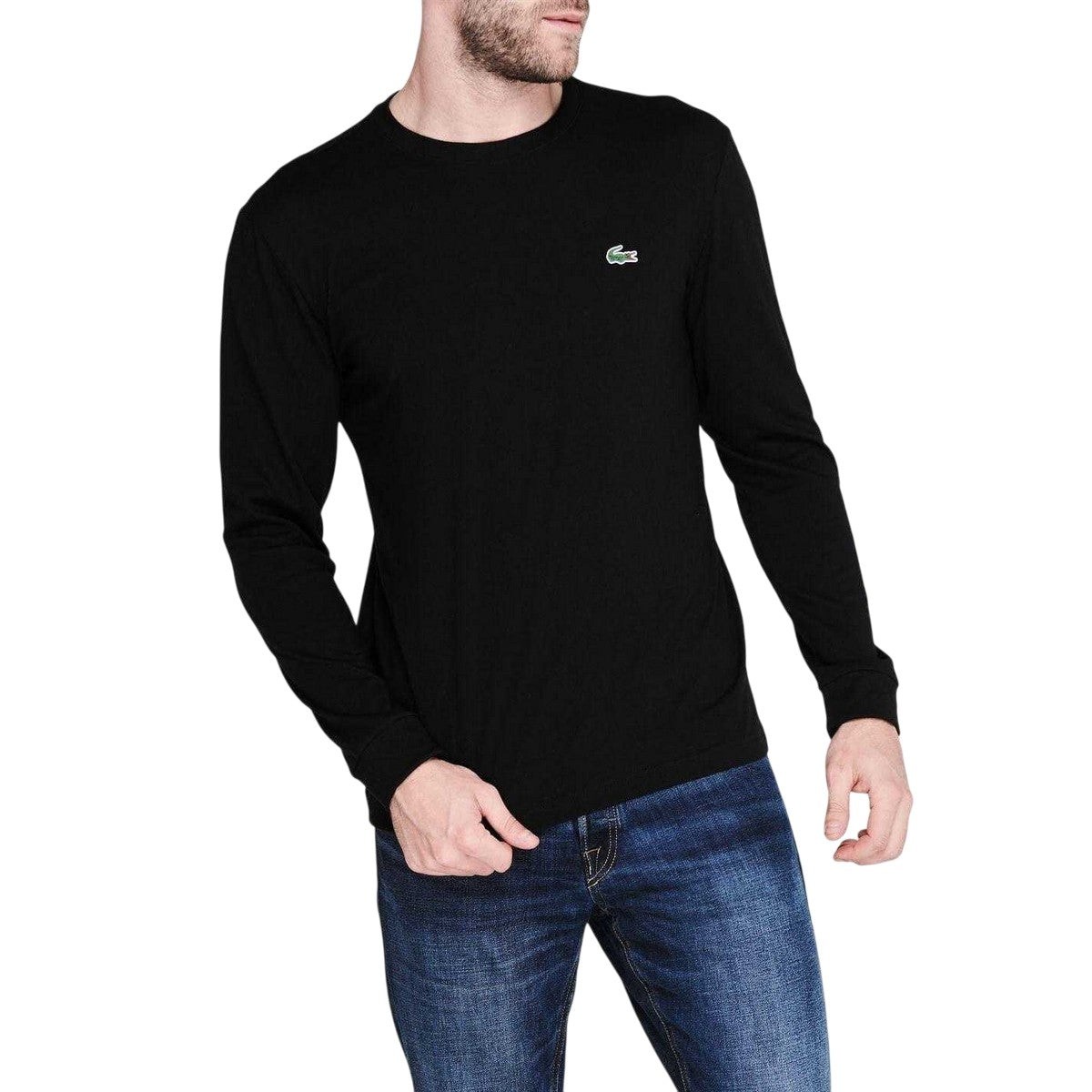 Black - Pack Shot - Lacoste Mens Long-Sleeved T-Shirt