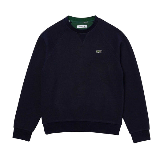 Navy - Front - Lacoste Womens-Ladies Embroidered Logo Cotton Blend Sweatshirt