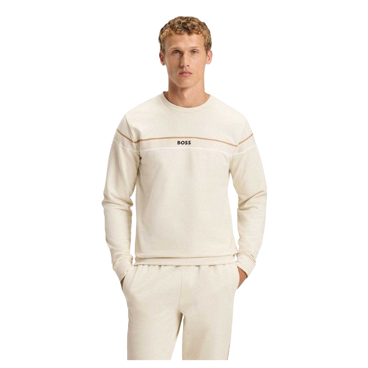 White - Lifestyle - Boss Mens Cotton Sweatshirt