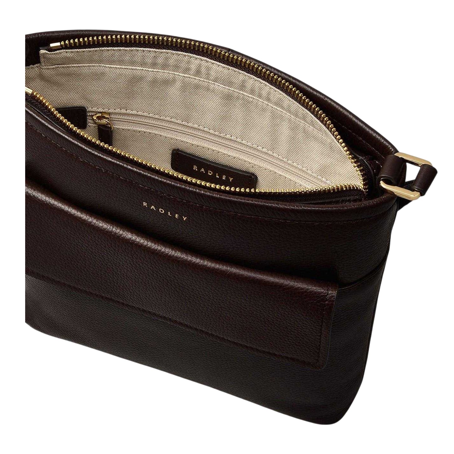 Brown - Side - Radley Brompton Croc Leather Trim Handbag
