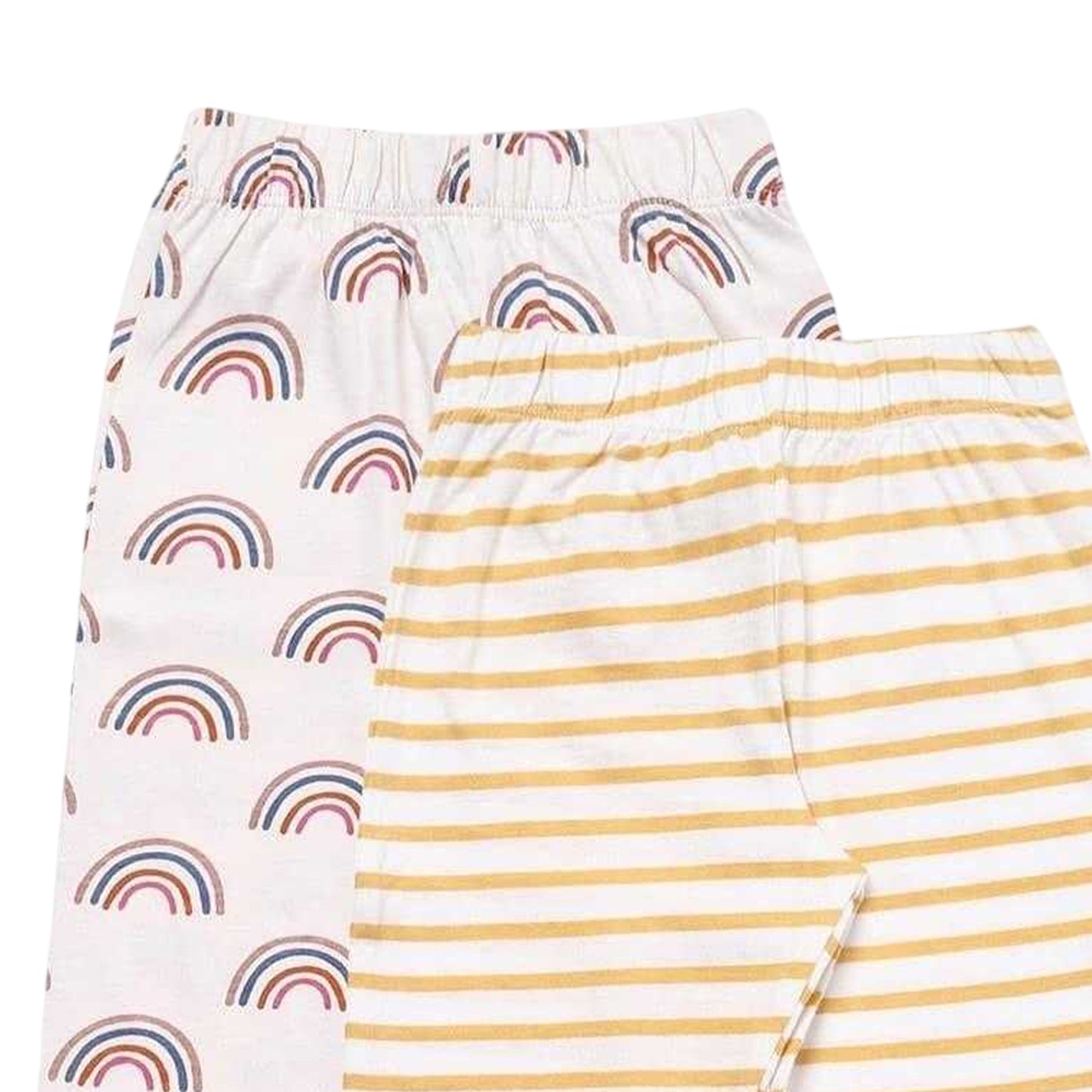 Multicoloured - Back - Lilly & Sid Toddler Cotton Rainbow Striped Leggings (Pack of 2)