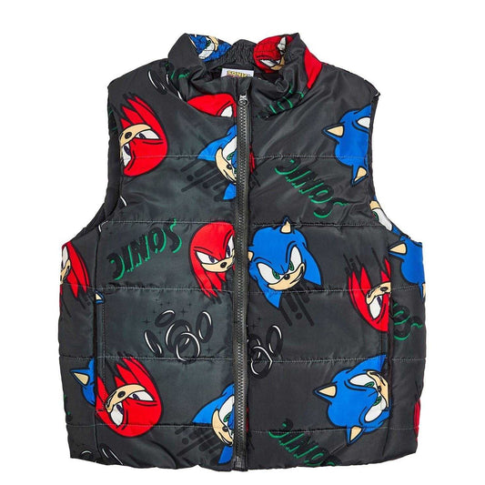 Black - Front - Sonic The Hedgehog Childrens-Kids Gilet