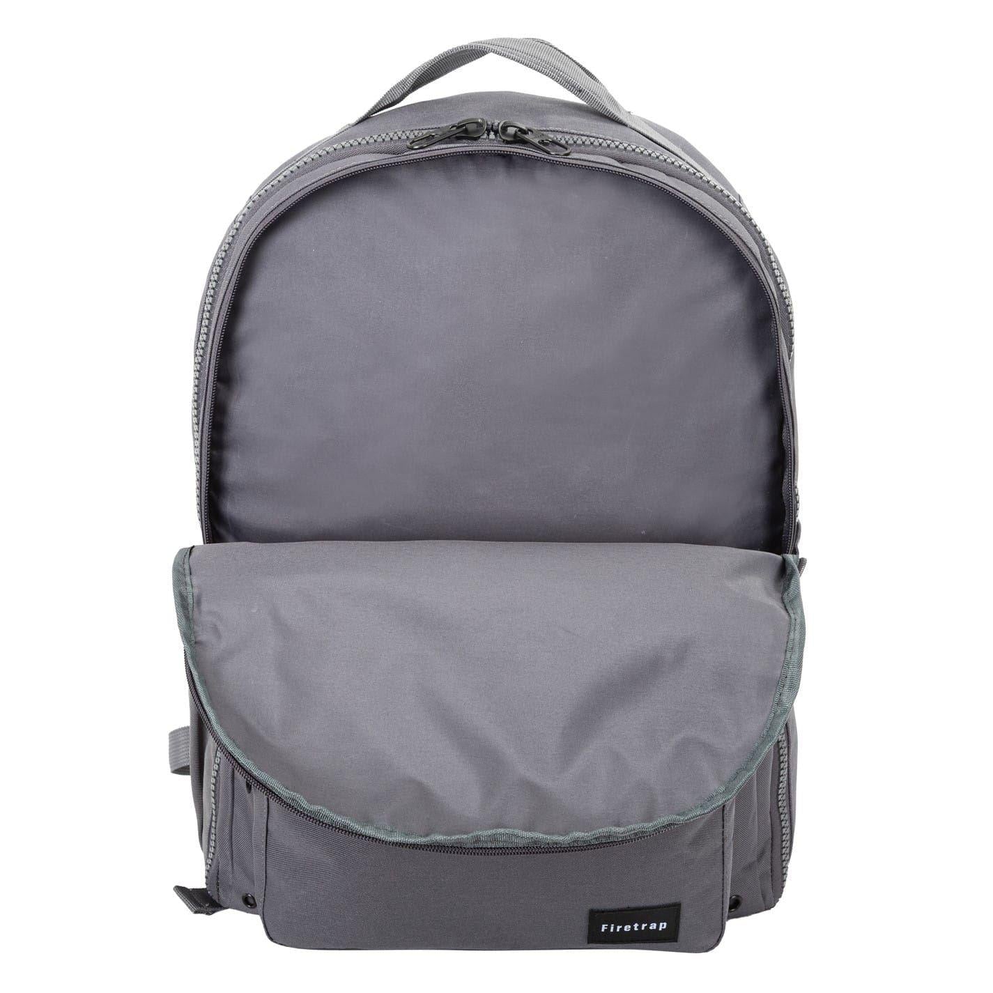 Grey - Pack Shot - Firetrap City Logo Polyester Backpack