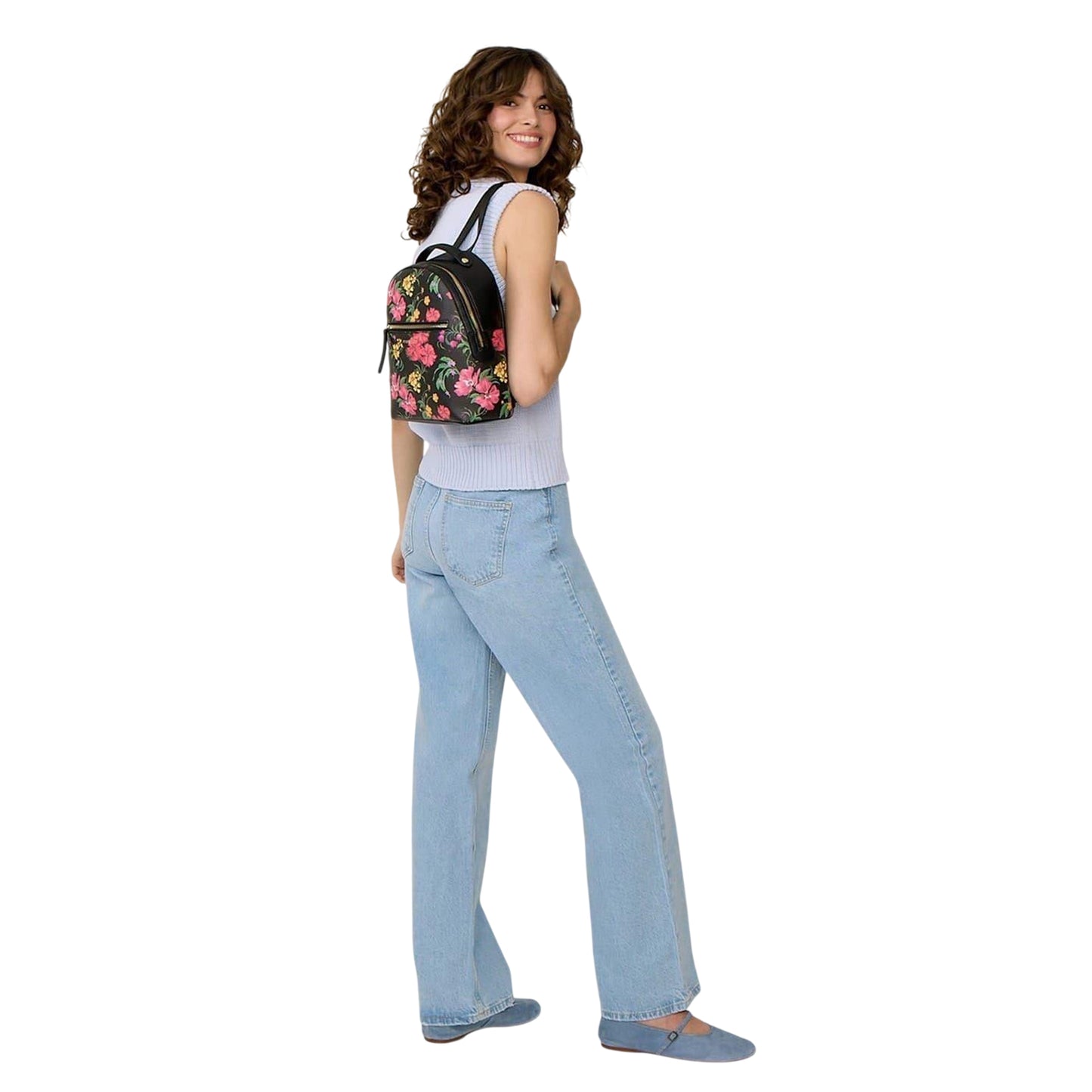Black-Multicoloured - Pack Shot - Fiorelli Anouk Floral Backpack