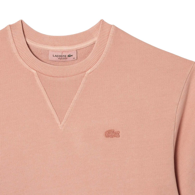 Pink - Back - Lacoste Womens-Ladies Fleece Natural Dyed T-Shirt