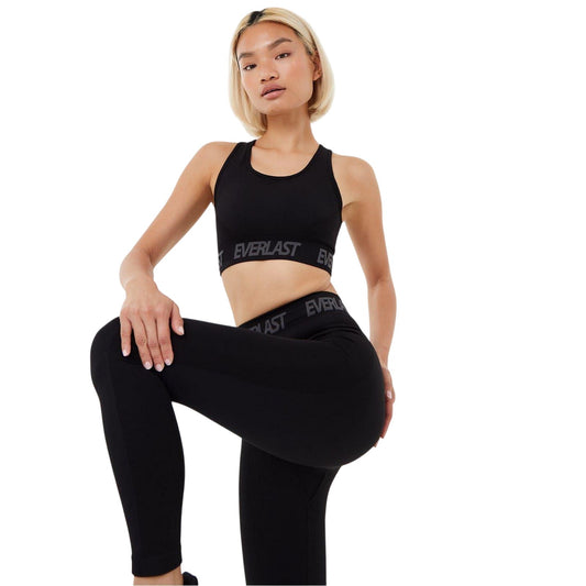 Black - Front - Everlast Womens-Ladies Logo Seamless Sports Bra
