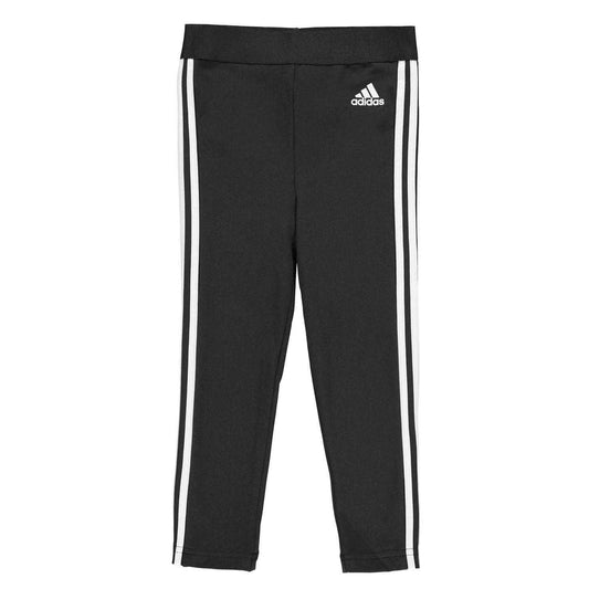 Black-White - Front - Adidas Girls 3 Stripes Leggings