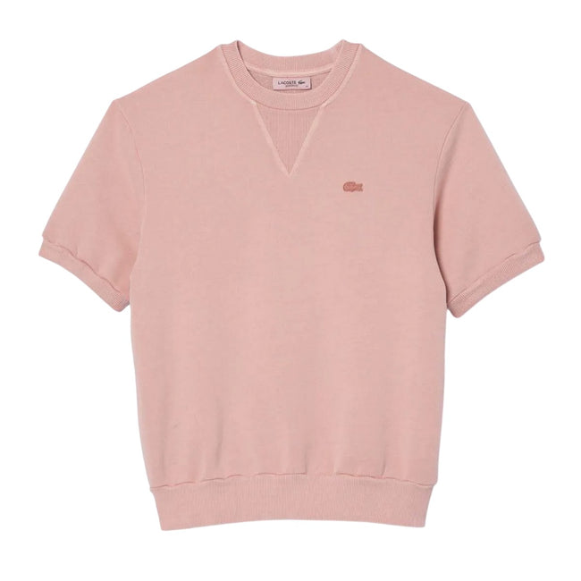 Pink - Front - Lacoste Womens-Ladies Fleece Natural Dyed T-Shirt