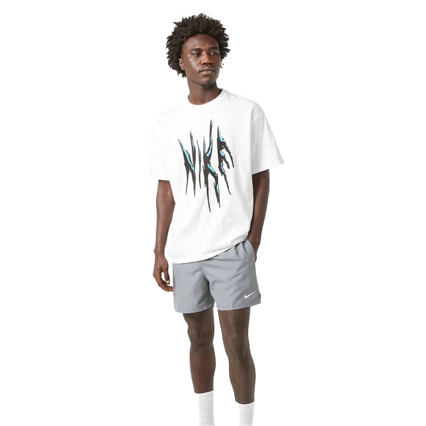 Cool Grey - Lifestyle - Nike Mens Embroidered Logo Regular Swim Shorts