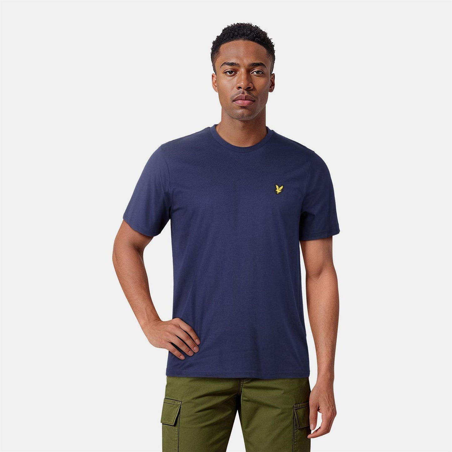 Navy - Close up - Lyle & Scott Mens Logo Cotton T-Shirt