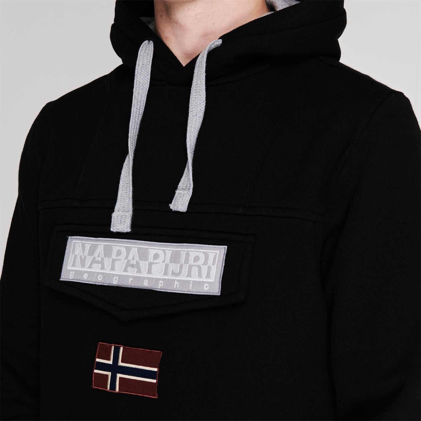 Black - Pack Shot - Napapijri Mens Logo Cotton Hoodie