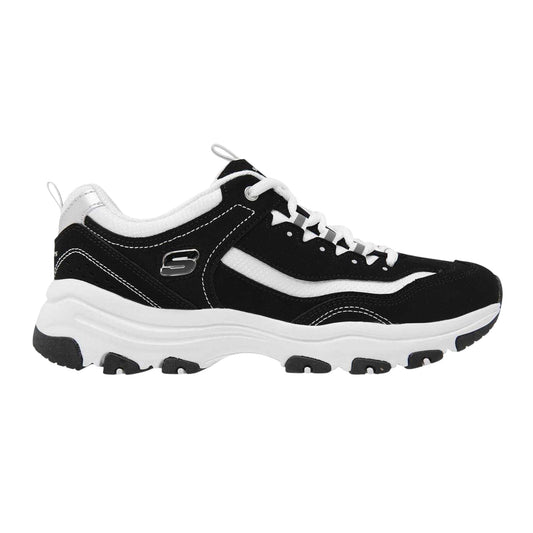 Black-White - Front - Skechers Womens-Ladies Icon Dlite Leather Trainers