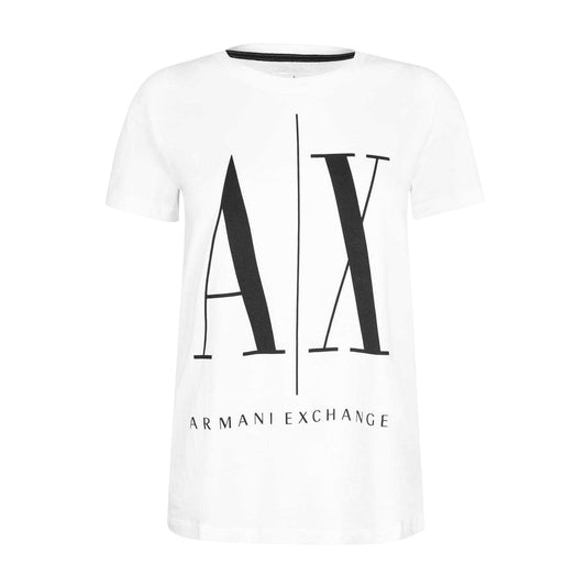 White - Front - Armani Exchange Womens-Ladies Logo Cotton Regular T-Shirt