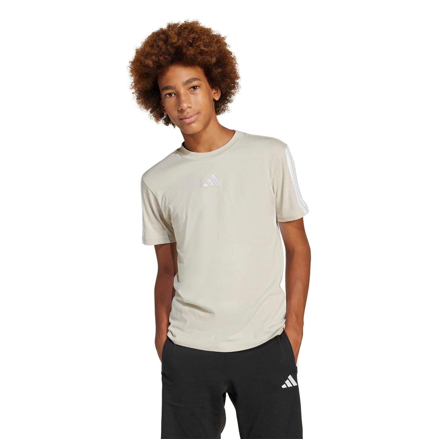 Grey - Lifestyle - Adidas Childrens-Kids Essentials 3 Stripes T-Shirt