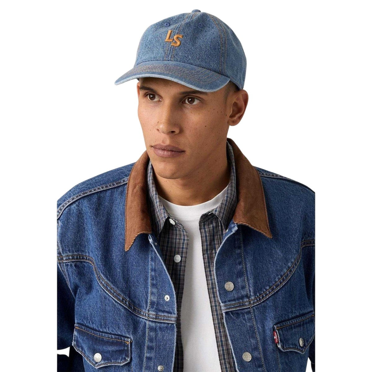 Indigo Blue - Side - Levis Monogram Denim Baseball Cap