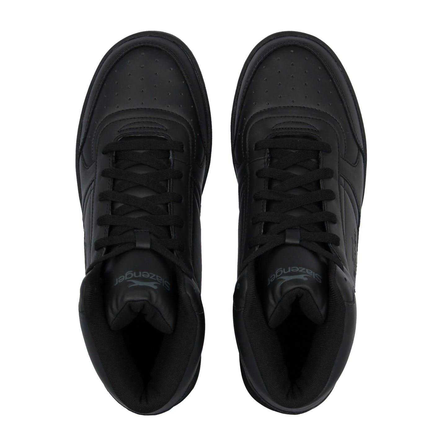 Black - Pack Shot - Slazenger Mens Tower Leather High Top Trainers