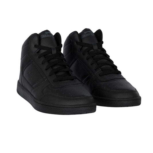 Black - Front - Slazenger Mens Tower Leather High Top Trainers