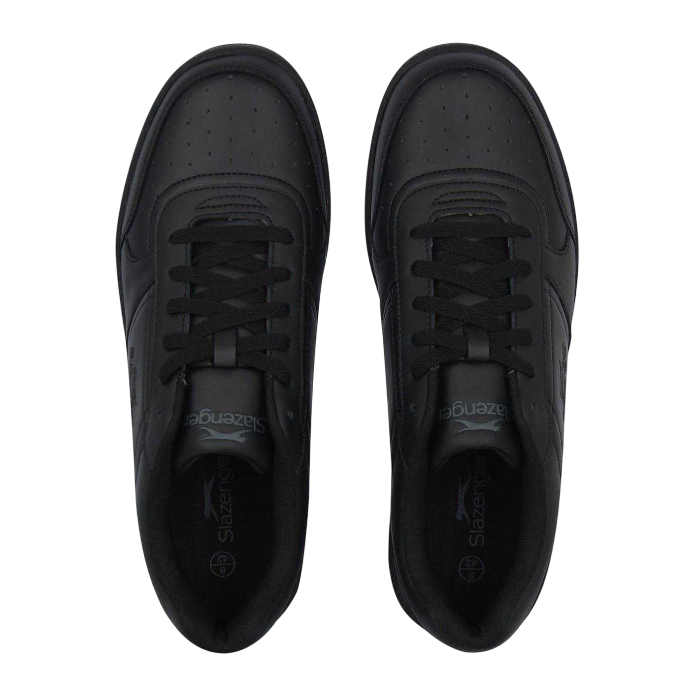 Black - Pack Shot - Slazenger Mens Tower Leather Low Trainers