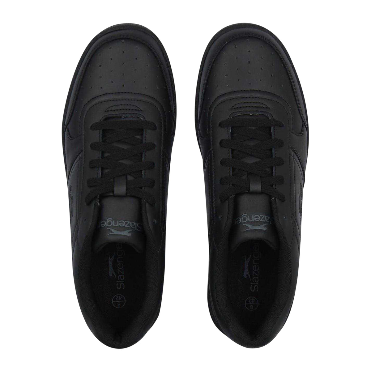 Black - Pack Shot - Slazenger Mens Tower Leather Low Trainers