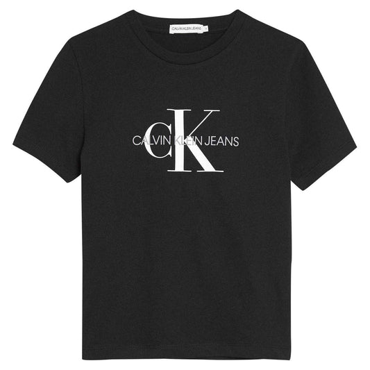 Black - Front - Calvin Klein Childrens-Kids Monogram T-Shirt