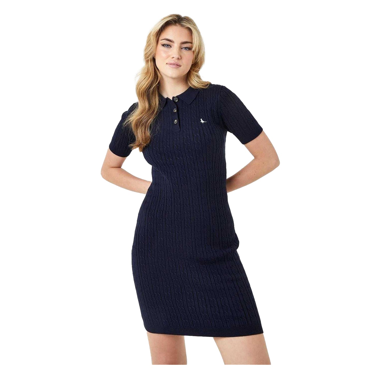 Navy - Lifestyle - Jack Wills Womens-Ladies Cable Knit Polo Shirt Dress