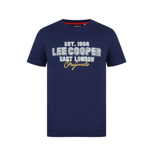 Navy - Front - Lee Cooper Mens Cotton Crew Neck T-Shirt