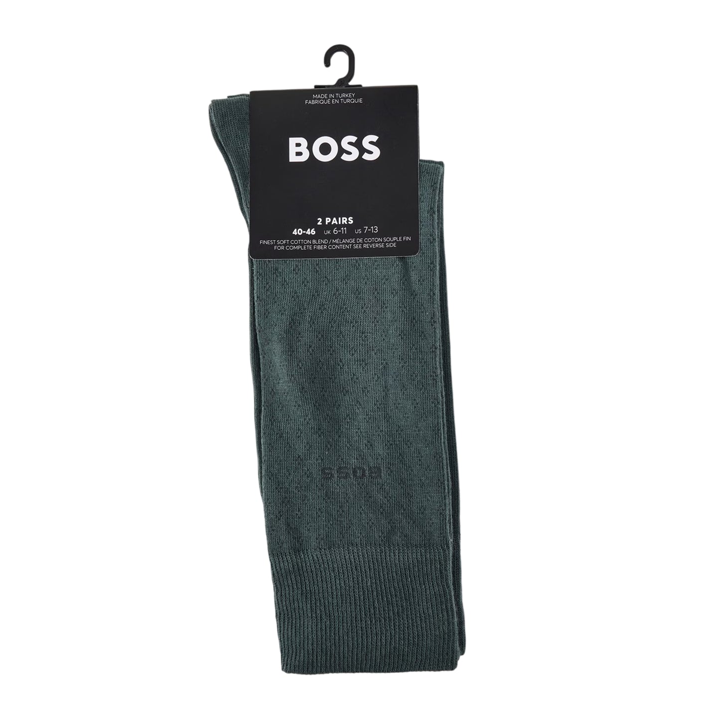 Dark Green - Back - Boss Mens Polka Dot Crew Socks (Pack of 2)