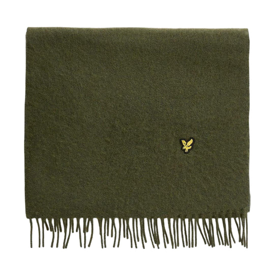 Green - Front - Lyle & Scott Tonal Logo Lambswool Blend Scarf