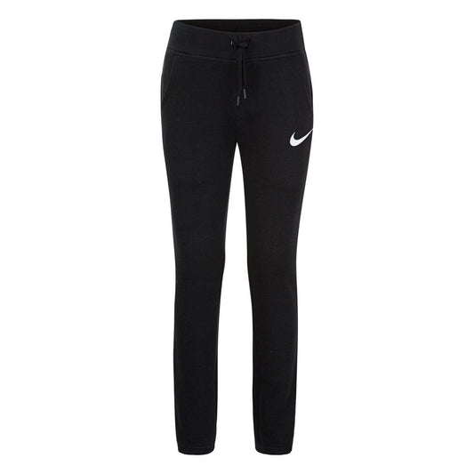 Black - Front - Nike Childrens-Kids Fleece Swoosh Jogging Bottoms