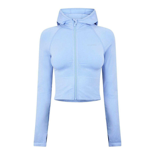 Brunnera Blue - Front - USA Pro Womens-Ladies Long-Sleeved Full Zip Hoodie