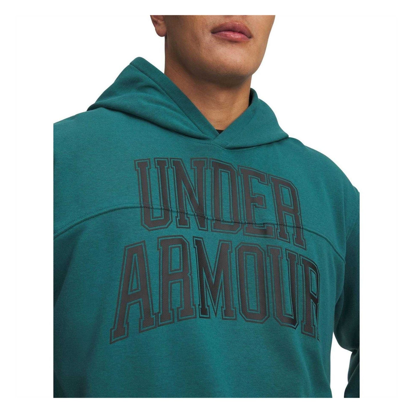 Green-Black - Side - Under Armour Mens Rival Lightweight Relaxed Fit Hoodie