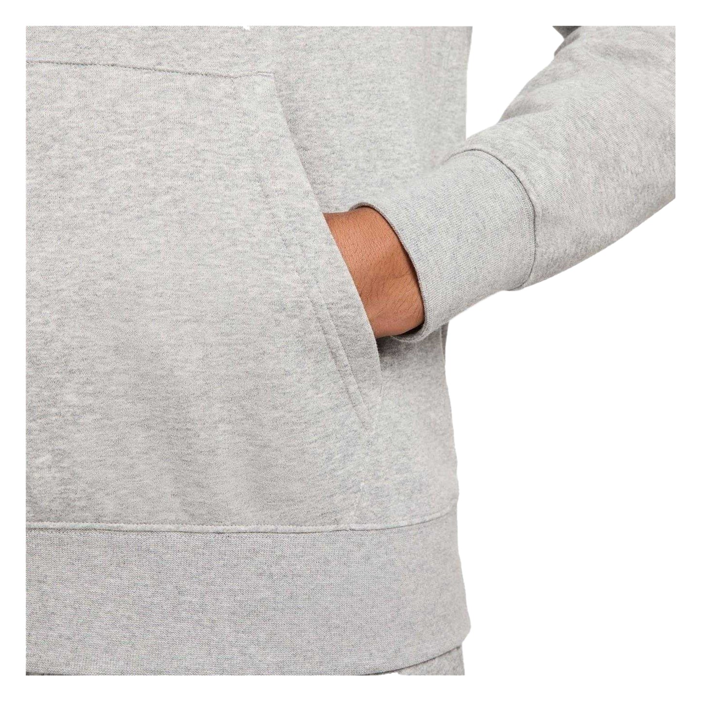 Heather Grey-White - Pack Shot - Nike Mens Club Regular Hoodie