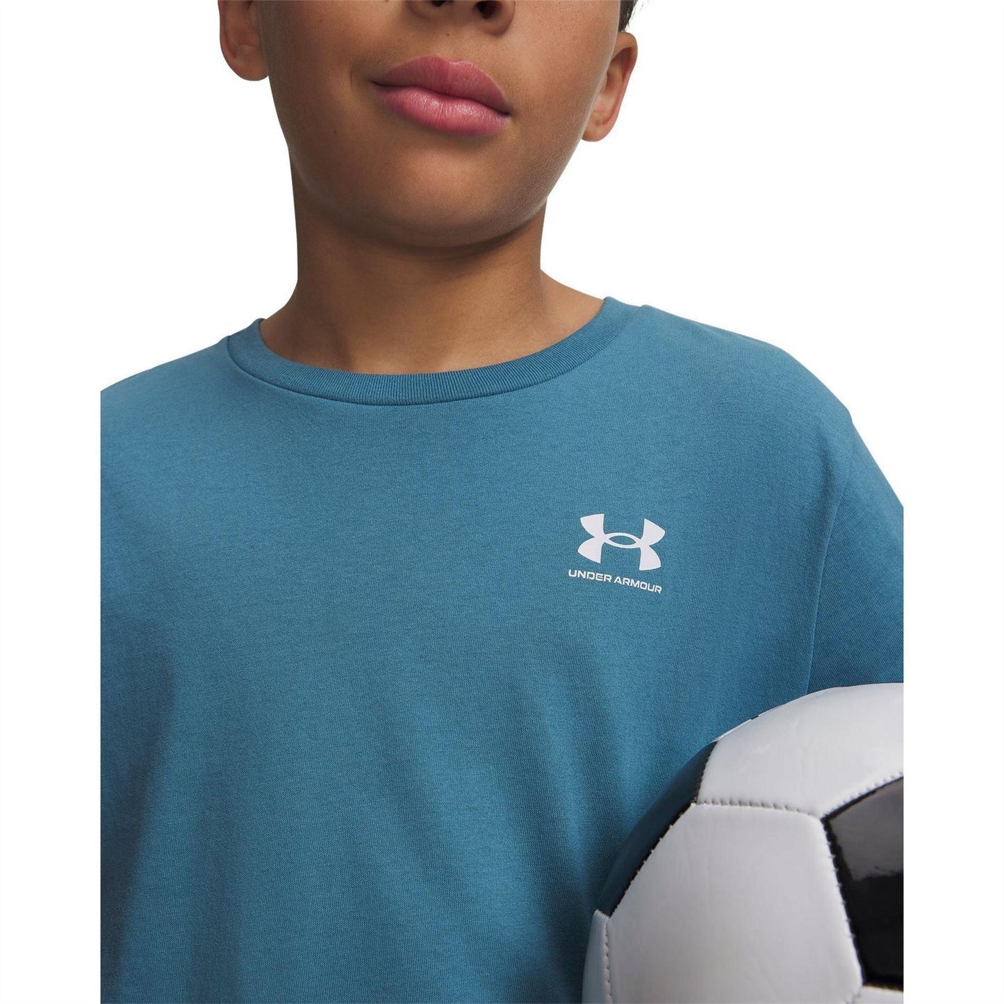 Blue - Close up - Under Armour Boys Logo Short-Sleeved T-Shirt