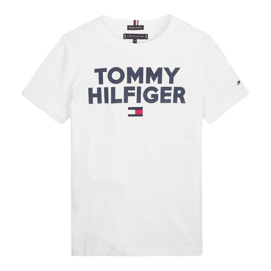 Bright White - Front - Tommy Hilfiger Boys Corp Logo T-Shirt