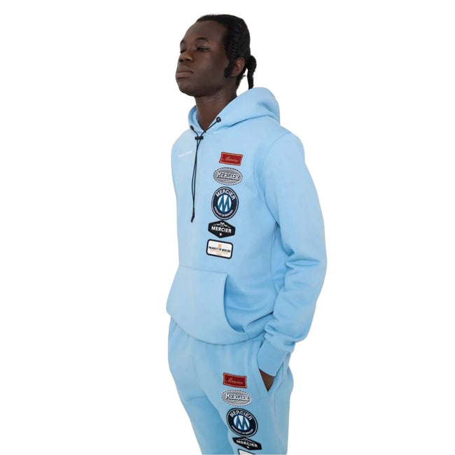 Sky - Back - Mercier Mens Badge Hybrid Hoodie