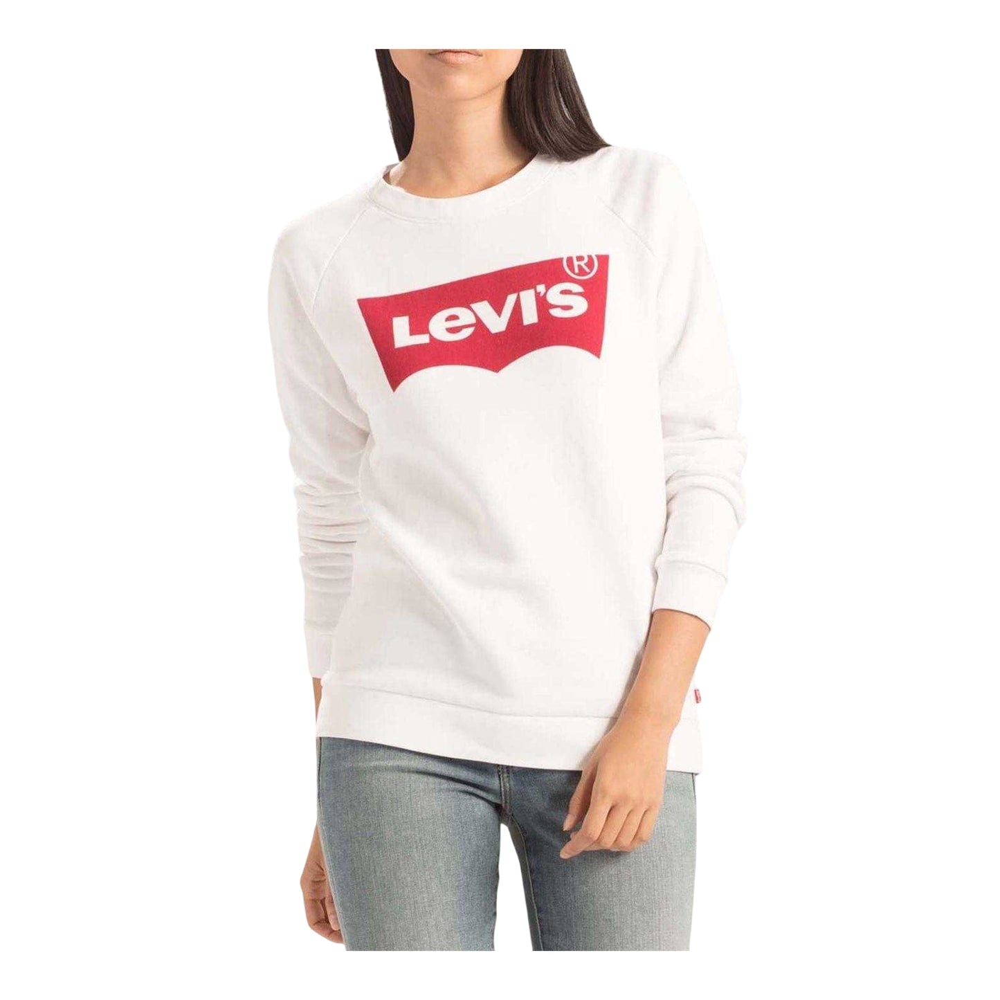 White - Side - Levis Womens-Ladies Batwing Logo Crew Neck Sweatshirt