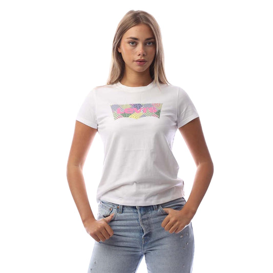 Bright White - Front - Levis Womens-Ladies Patchwork T-Shirt