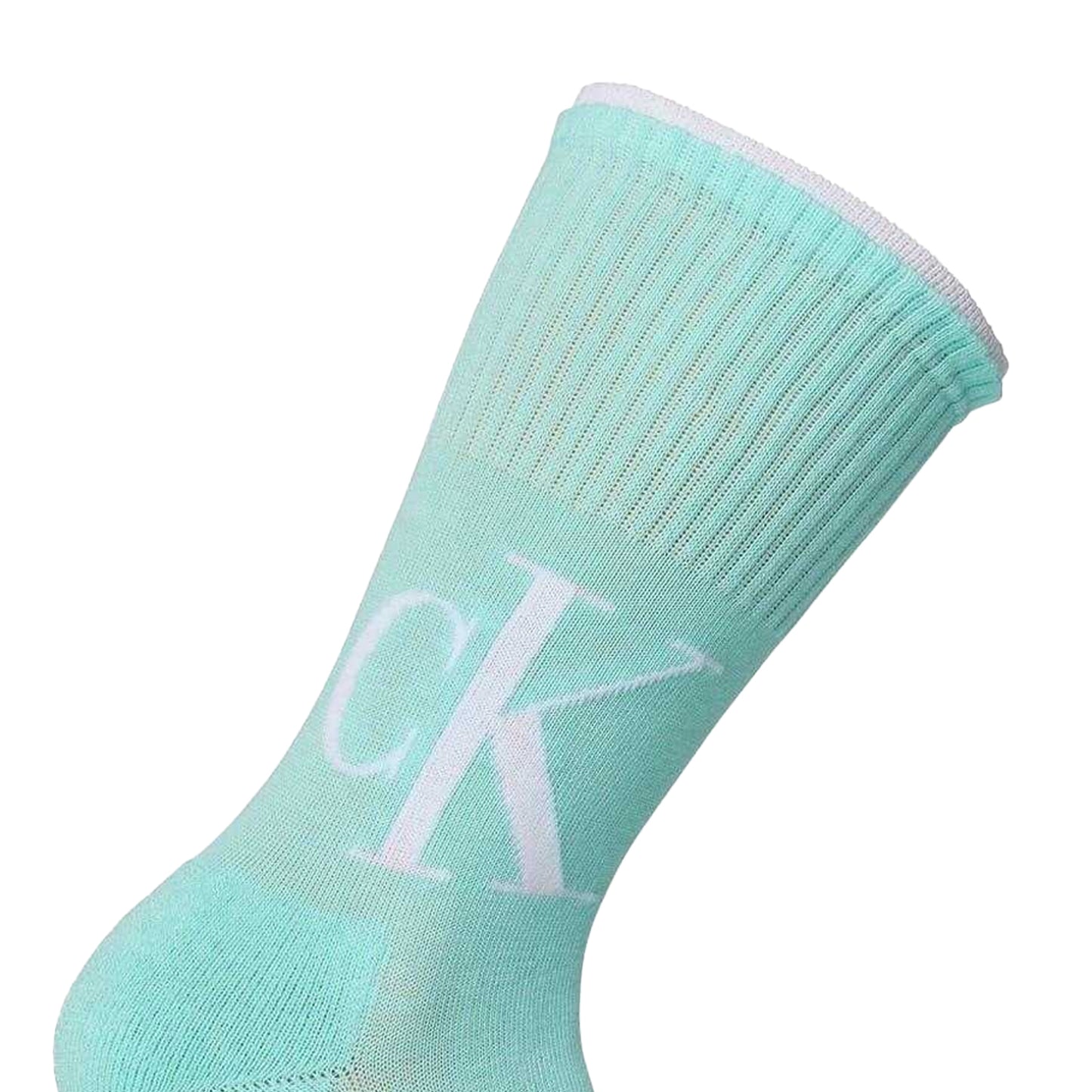 Turquoise-White - Back - Calvin Klein Mens Lettering Logo Crew Socks
