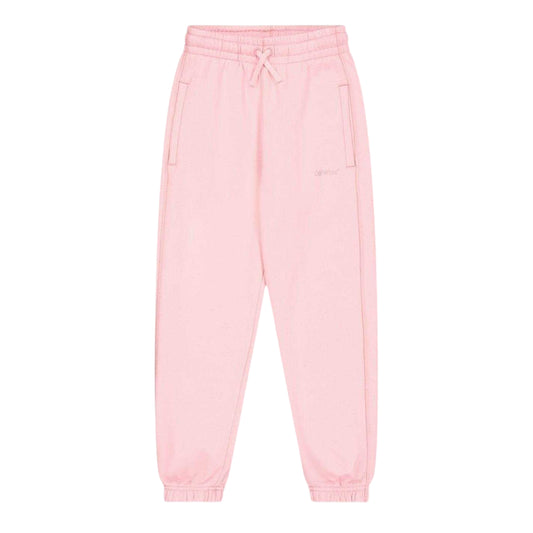 Pink - Front - Off White Childrens-Kids Plain Jogging Bottoms