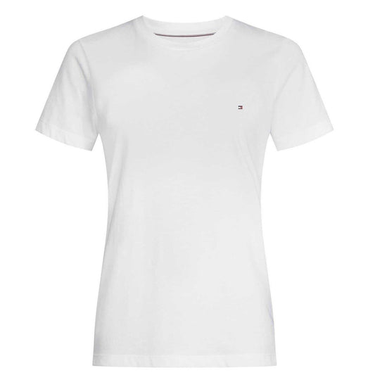 White - Front - Tommy Hilfiger Womens-Ladies Embroidered Logo Cotton T-Shirt