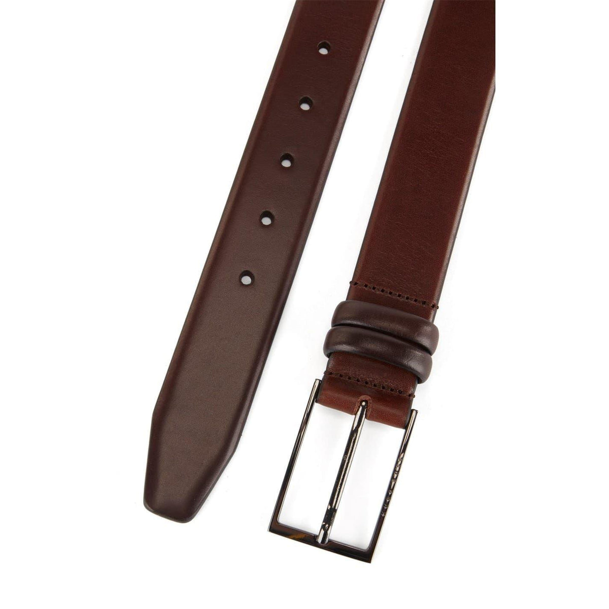 Dark Brown - Back - Boss Mens Carmello Plain Leather Belt