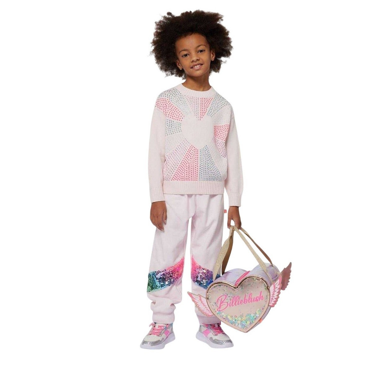 Pale Pink - Side - Billieblush Girls Sequin Regular Jogging Bottoms