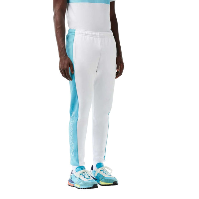 White-Blue - Front - Lacoste Mens Colour Block Jogging Bottoms