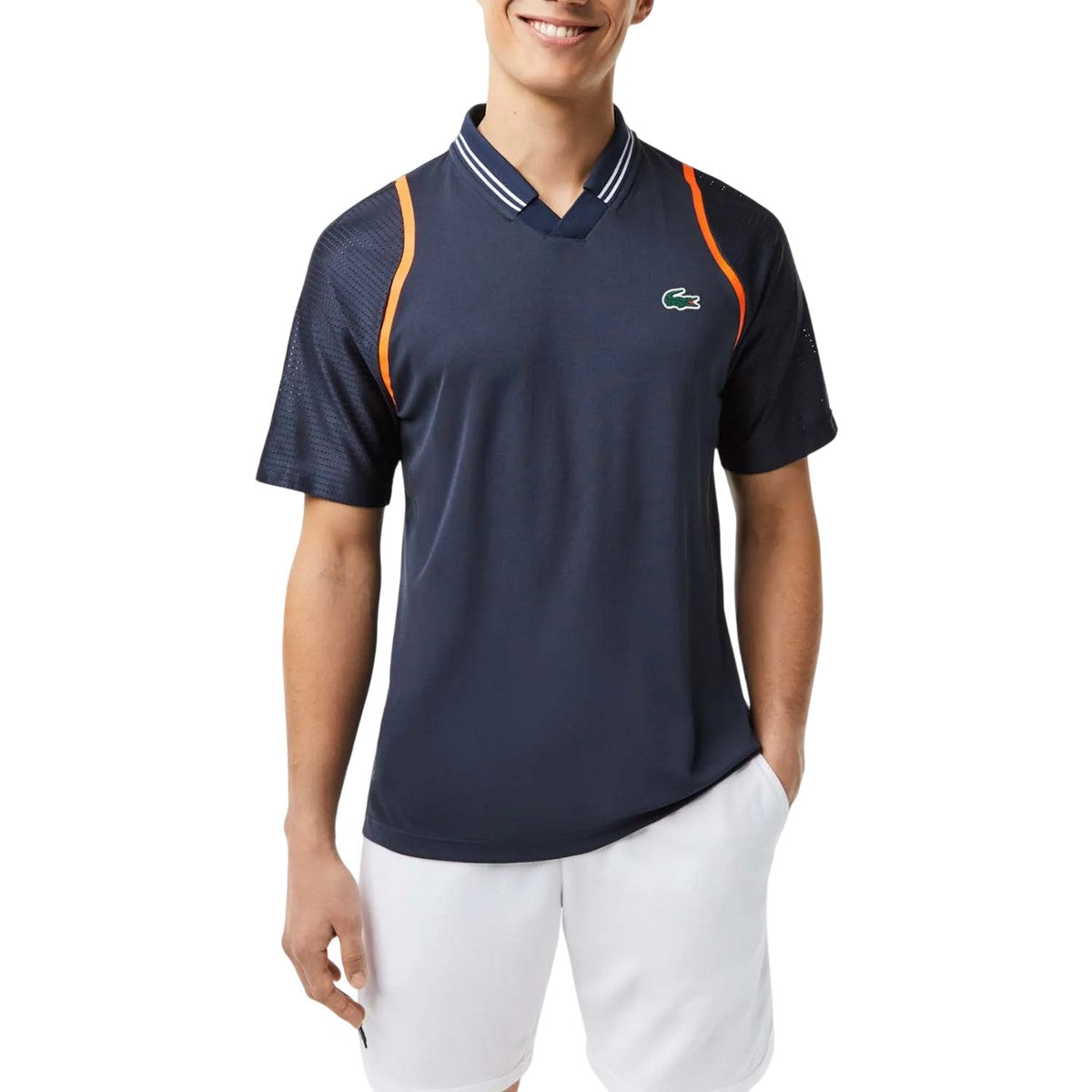 Blue - Close up - Lacoste Mens Daniil Medvedev Tennis Polo Shirt