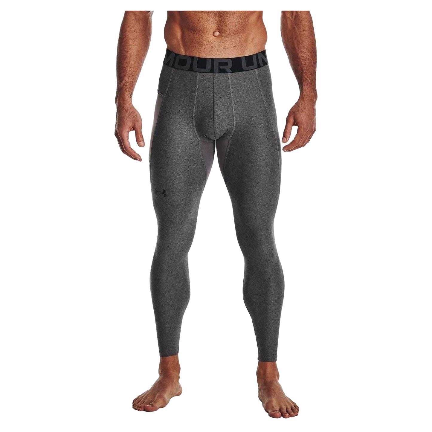 Carbon Heather - Side - Under Armour Mens HeatGear Leggings