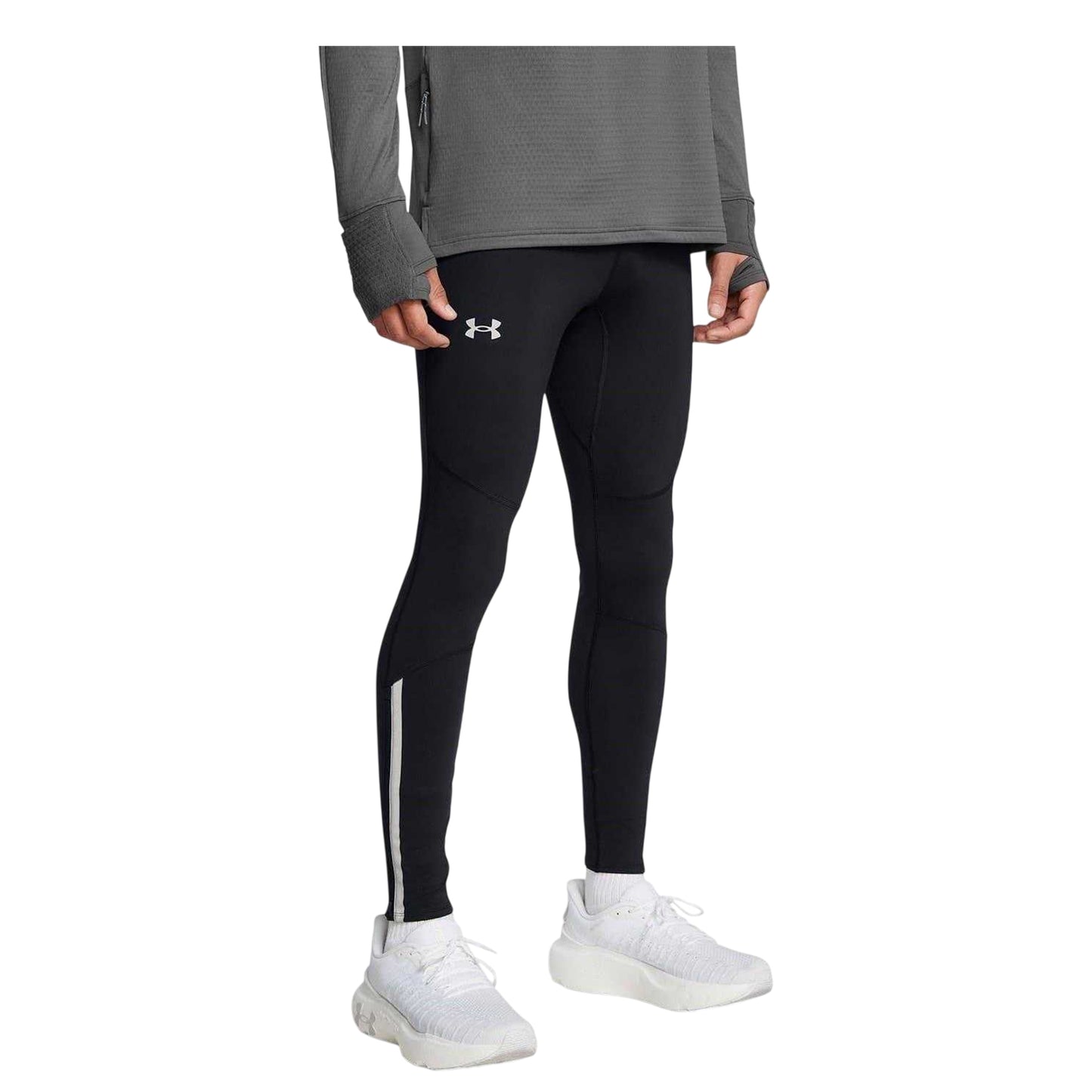 Black - Side - Under Armour Mens Launch Reflective Detail Running Leggings