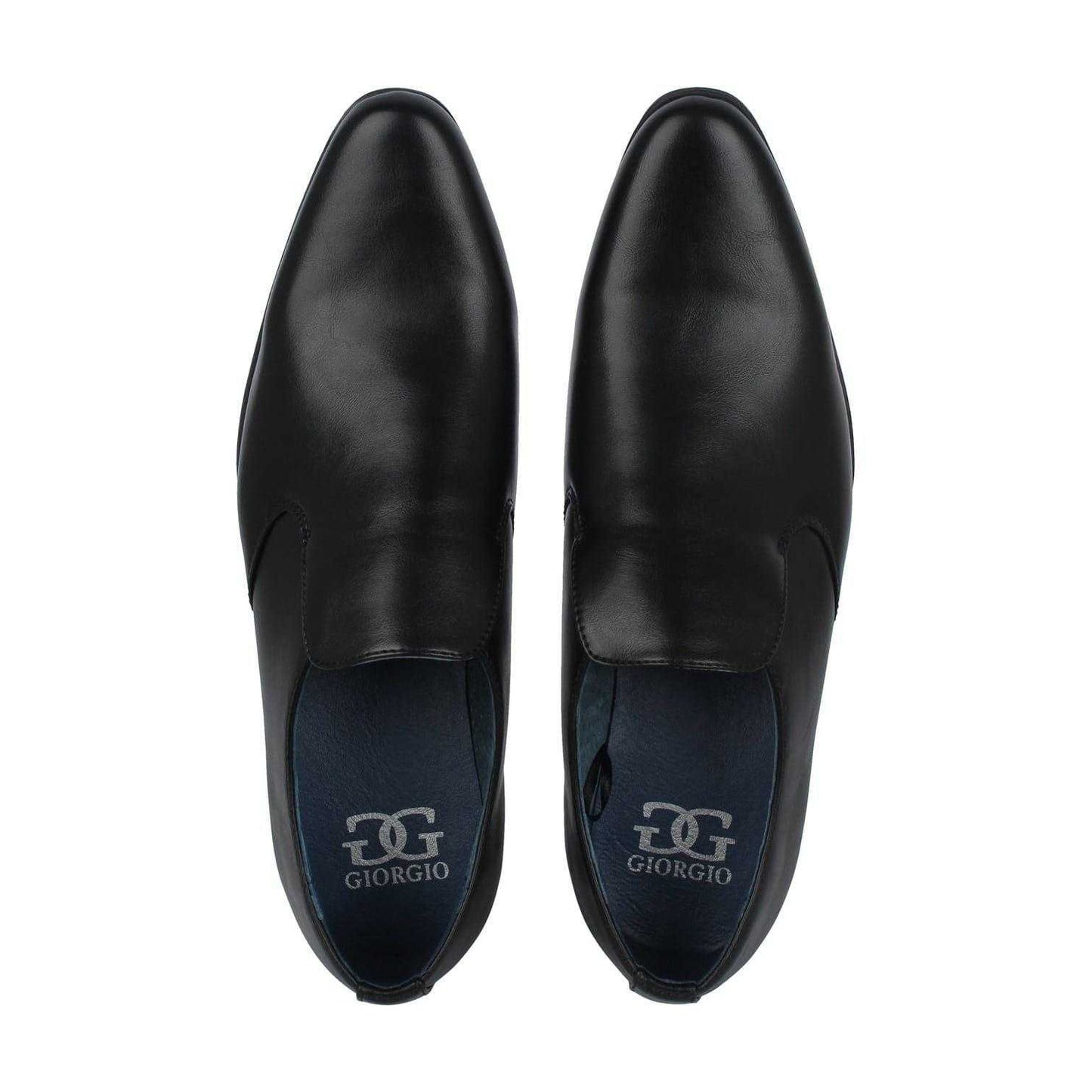 Black - Pack Shot - Giorgio Mens Langley Leather Lined Slip-on Oxfords