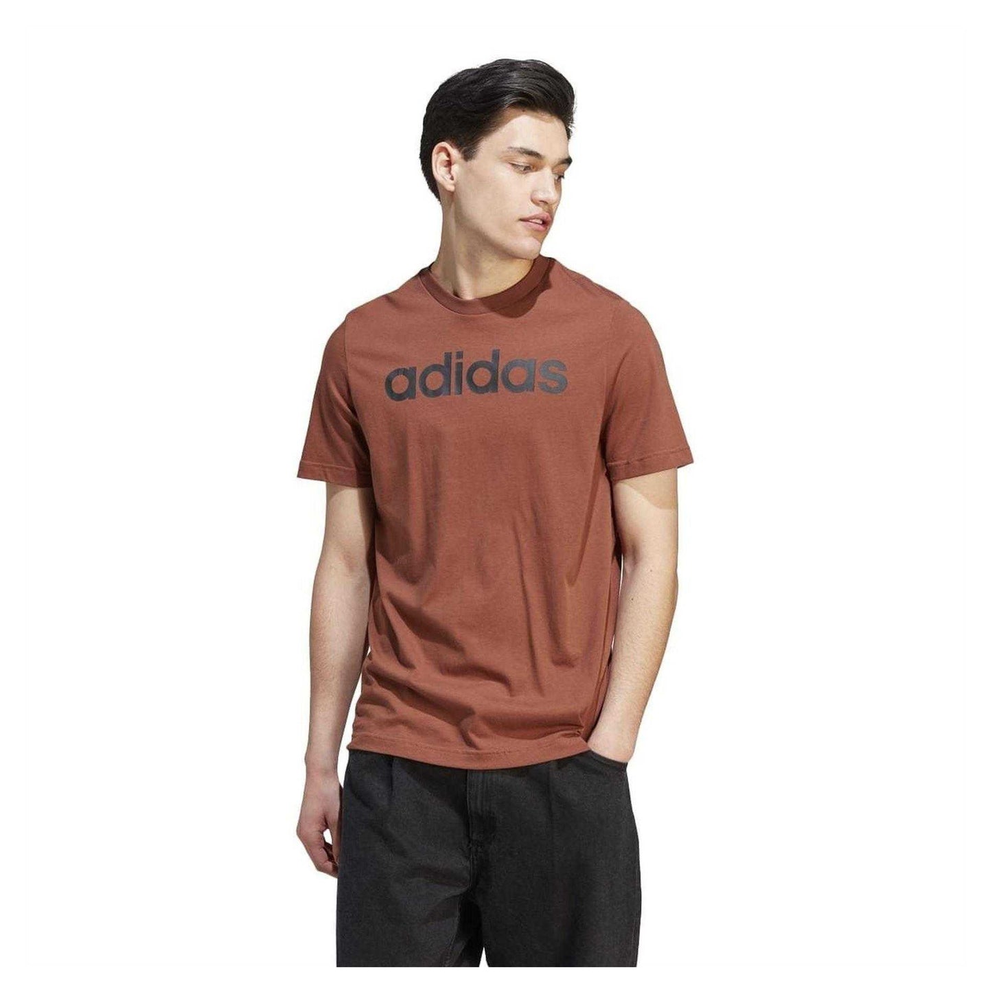 Brown - Side - Adidas Mens Linear T-Shirt
