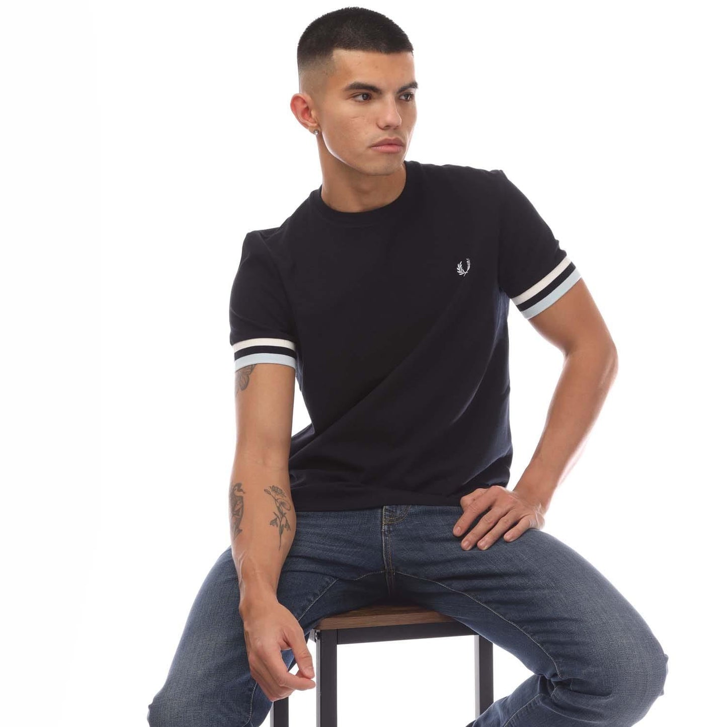 Navy - Lifestyle - Fred Perry Mens Bold Pique Tipped T-Shirt