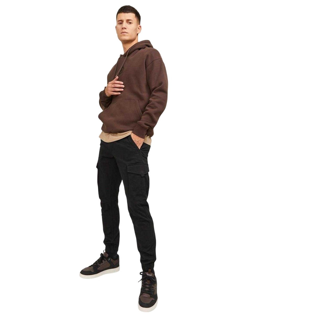 Black - Pack Shot - Jack And Jones Mens Flake Slim Cargo Trousers